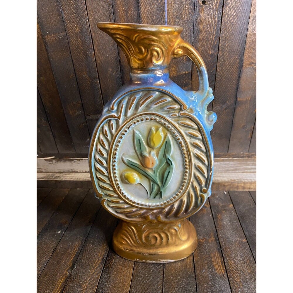 Vtg Jim Beam 1973 Tulip Design Kentucky Bourbon Whiskey 175 Mth Liquor Bottle